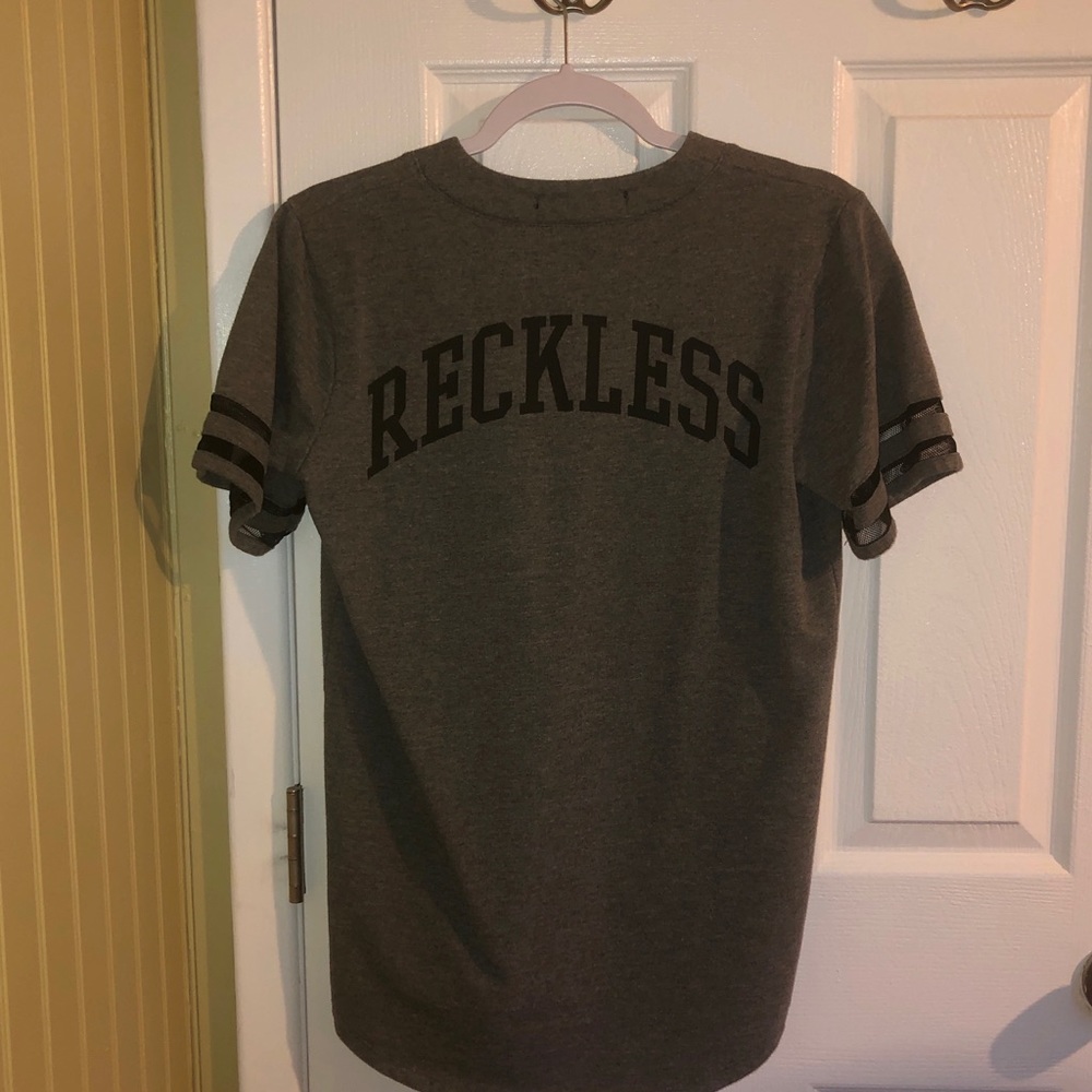 Button down reckless baseball shirt
